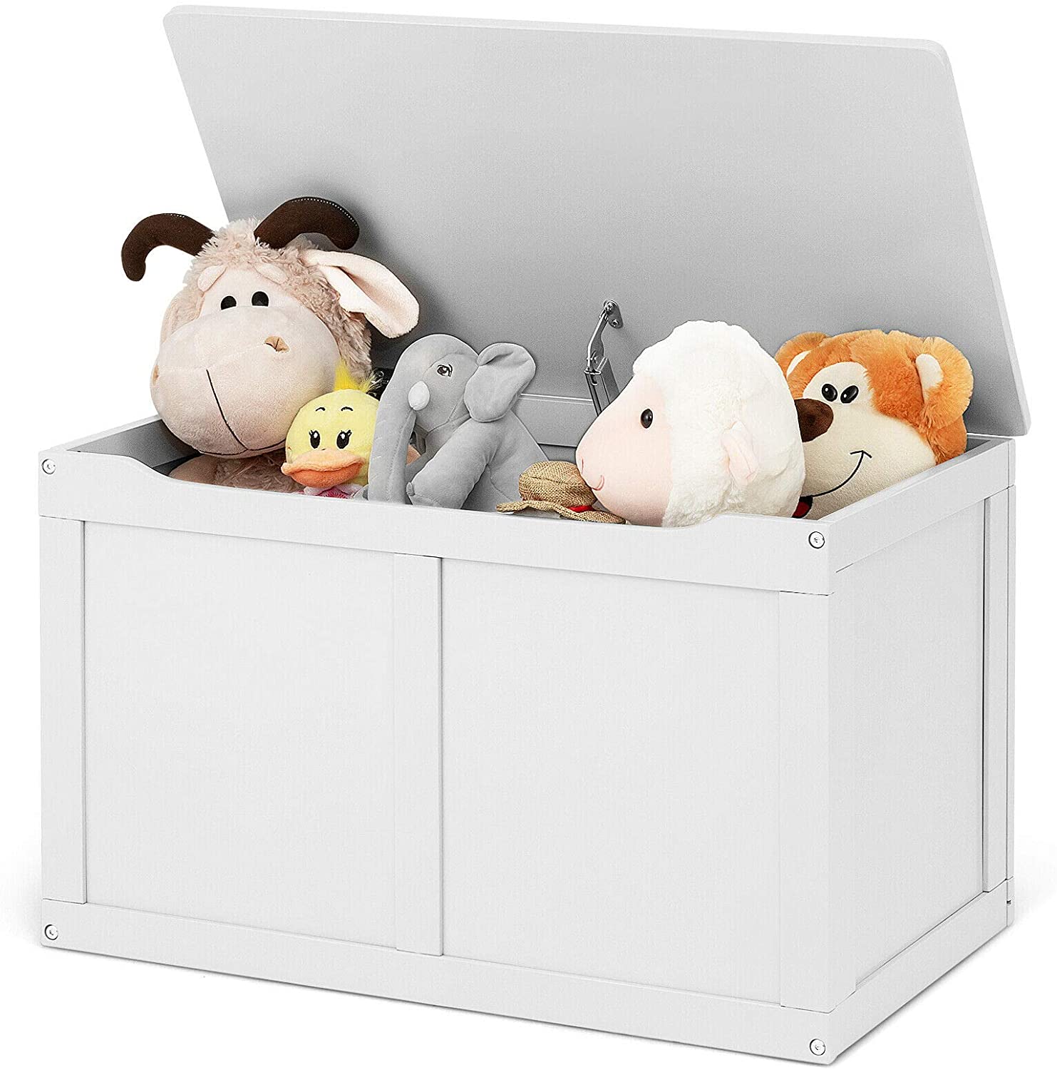 Costzon Wooden Kids Toy Storage Chest Organizer, 2 Safety Hinge