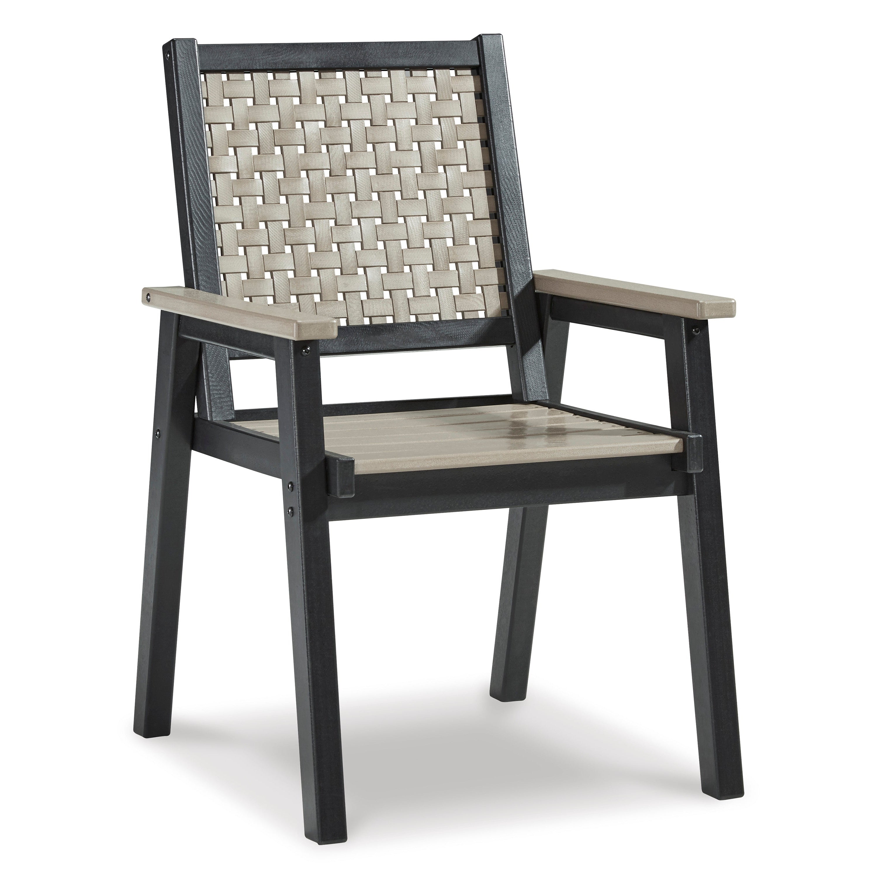 Poly Black Driftwood Lattice Outdoor Arm/Dining  Chair