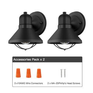 TRUE FINE Richland 1-Light Powder-Coated Black Outdoor Wall Lantern Sconce (Set of 2) 9012OT-2PK