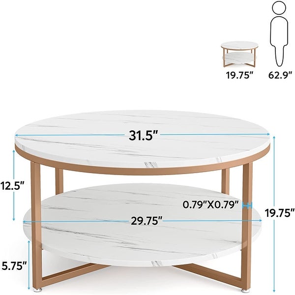 Round Coffee Table， Modern White Table