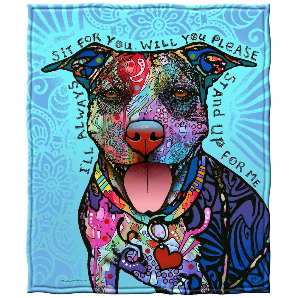 Stand Up for Me Pit Bull Super Soft Plush Fleece Throw Blanket by Dean Russo