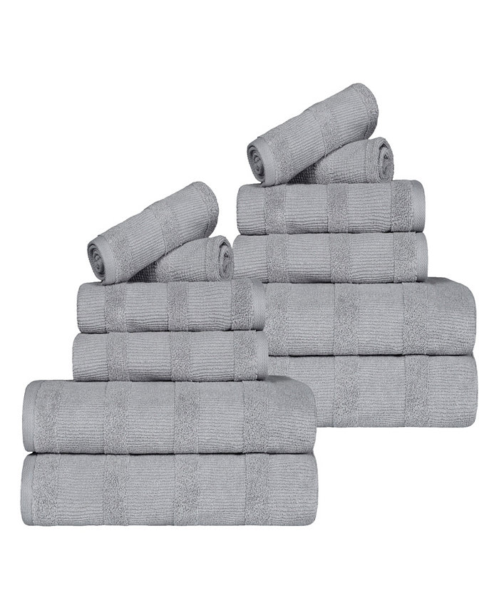 Superior Ribbed Turkish Cotton Quick-Dry Solid Assorted Highly Absorbent Towel Collection