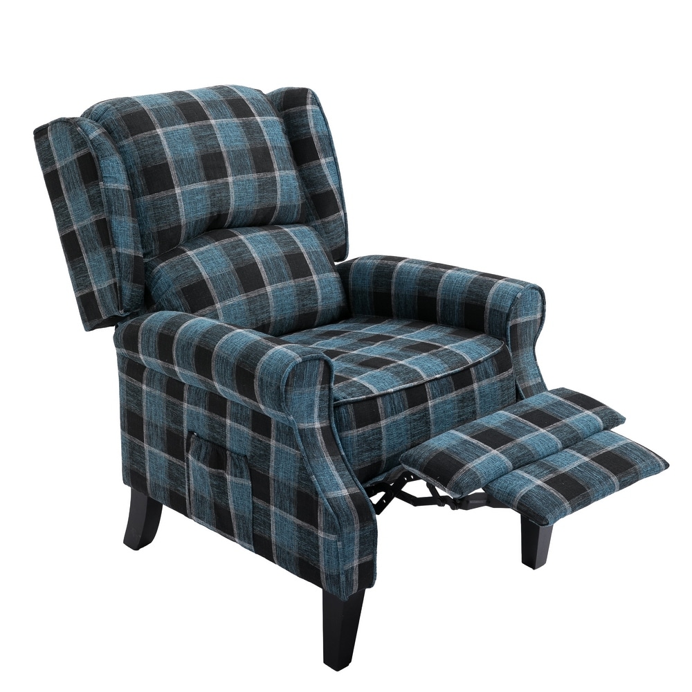 Blue Check Vintage Recliner Chair Leisure Chair Armchair Sofa