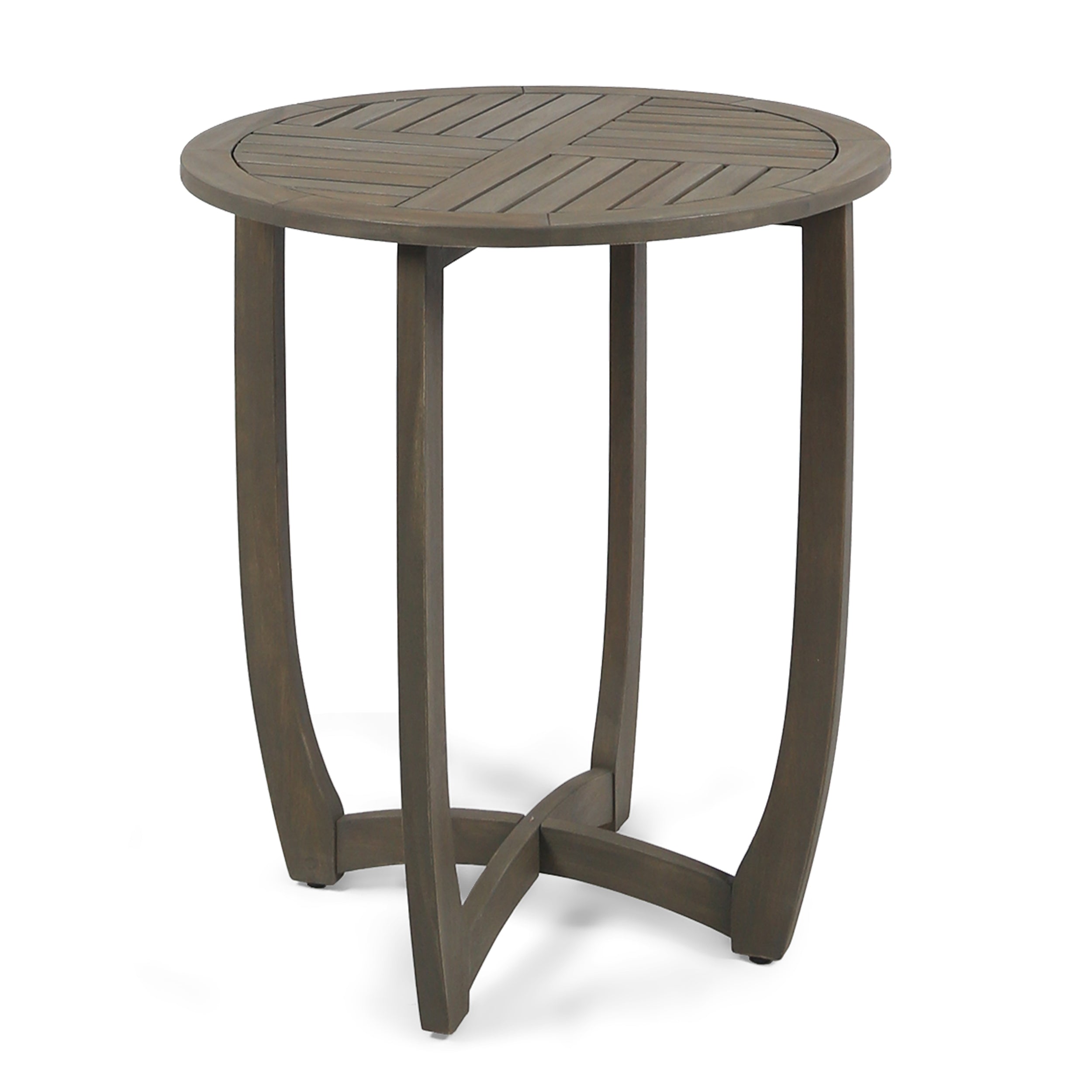 Andria Outdoor Acacia Wood Bistro Table, Gray