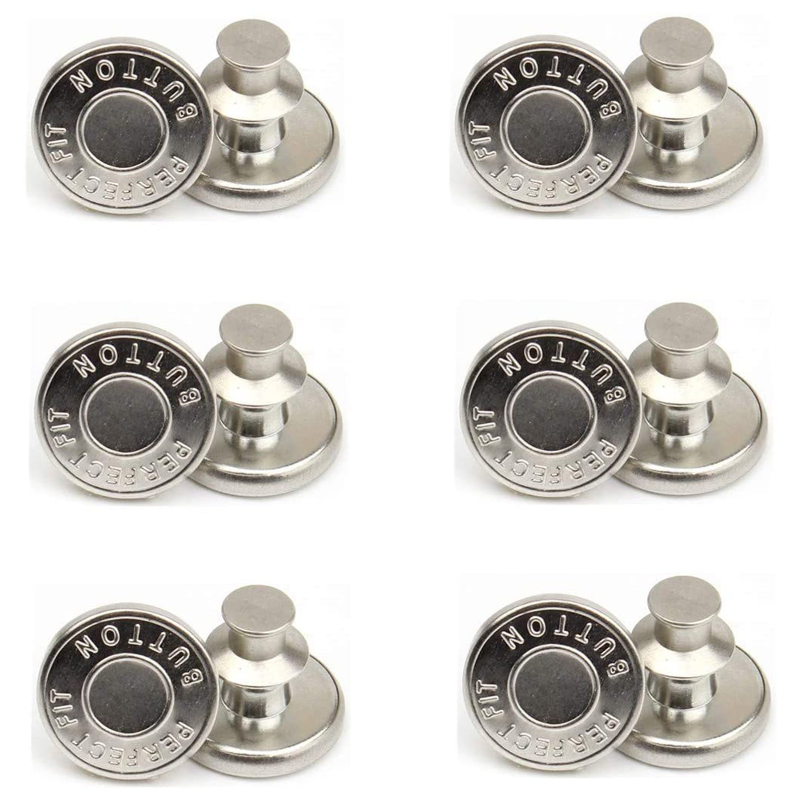 12 Sets 17mm Replacement Jean Buttons， No Sew Instant Button Detachable Pants Button Pins， Removable Metal Button to Extend or Reduce Pants Waist Size， Cowboy Clothing Jackets Bags Button