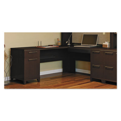 Bush Enterprise Collection 72w x 72d L-Desk Surface Only， 70.13w x 70.13d x 29.75h， Mocha Cherry， Box 2 of 2 (2910MCA203)