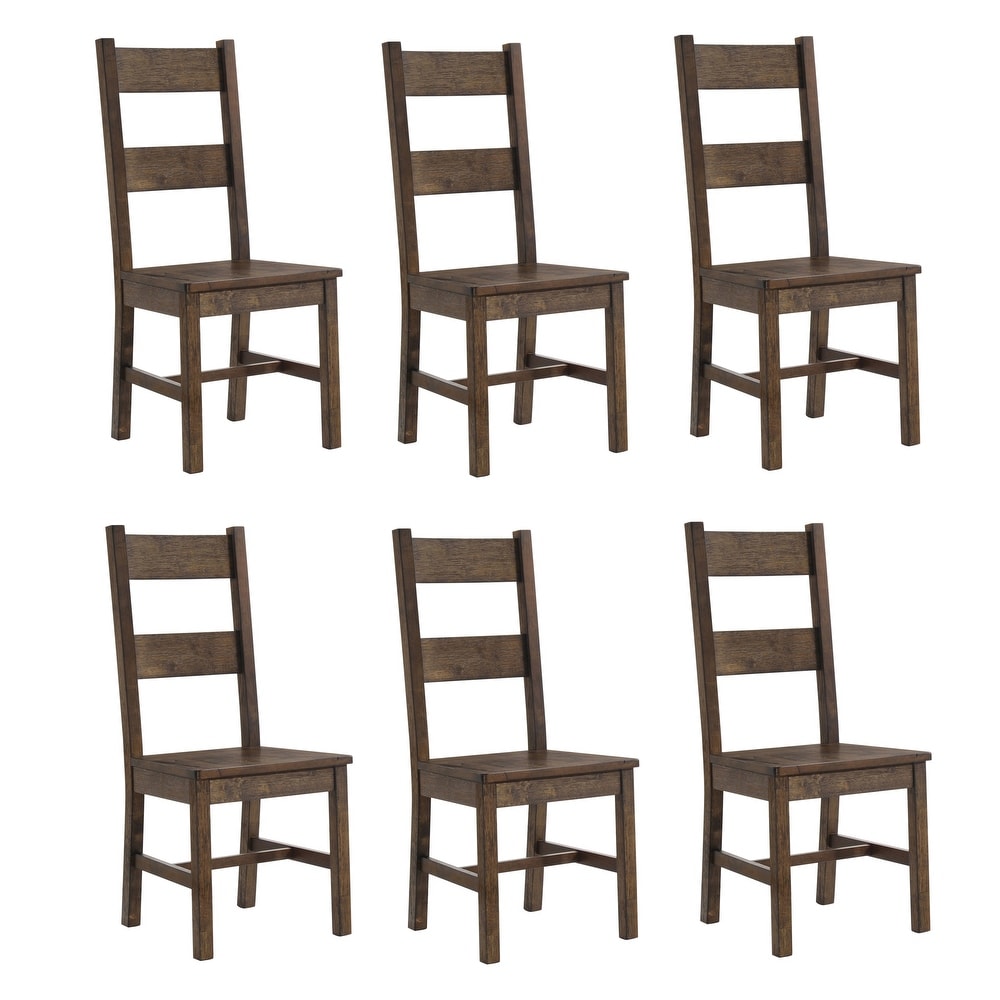 Kane Rustic Golden Brown Ladder Back Dining Chairs (Set of 6)