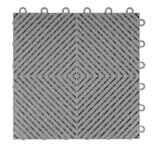 Swisstrax Ribtrax Smooth Home 12 in. W x 12 in. L Slate Gray Polypropylene Tile Flooring (10-Pack) HOME-RSH-SG-10