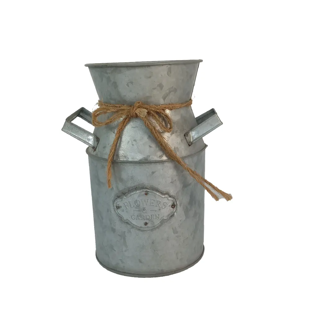 Wholesale Vintage Galvanized Metal Flower Jug Flower Vases Country Decor Home Garden Milk Pitcher