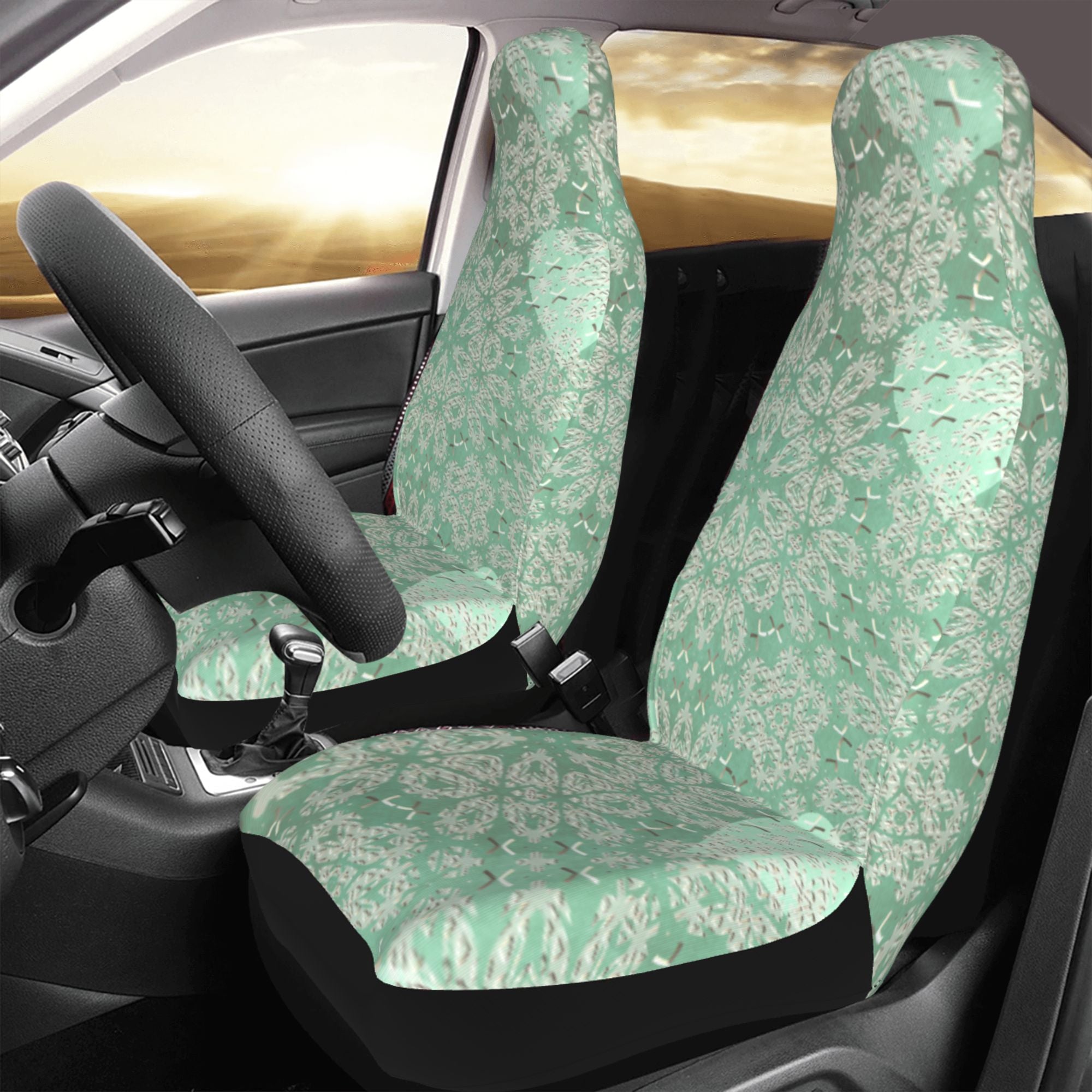 ZICANCN Car Seat Covers Front Seats Only，Green Vintage Texture Automotive Seat Covers Protectors for Cars Trucks Suv 2 Pack