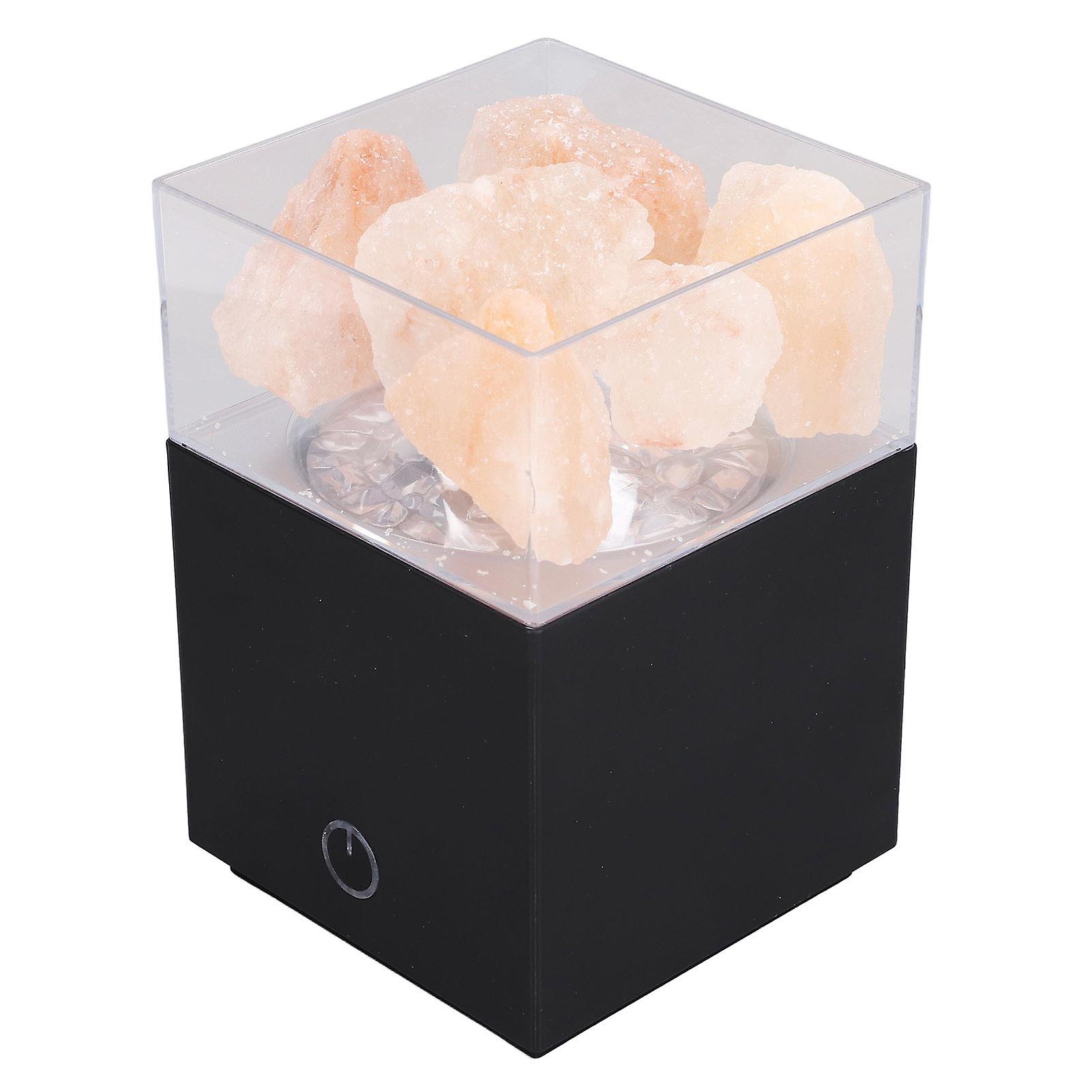 Led Colorful Himalayan Salt Lamp Remote Control Square Salt Block Lamp Negative Ion Air Purification Lampblack