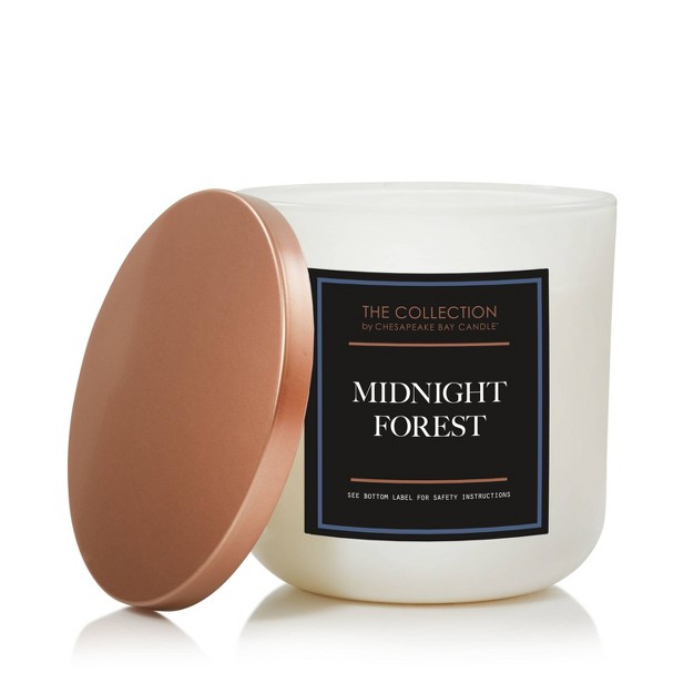 2 wick White Glass Midnight Forest Lidded Jar Candle 12oz The Collection By Chesapeake Bay Candle