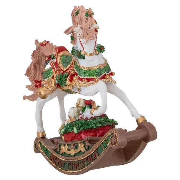 Musical Merry Christmas Rocking Horse Figure