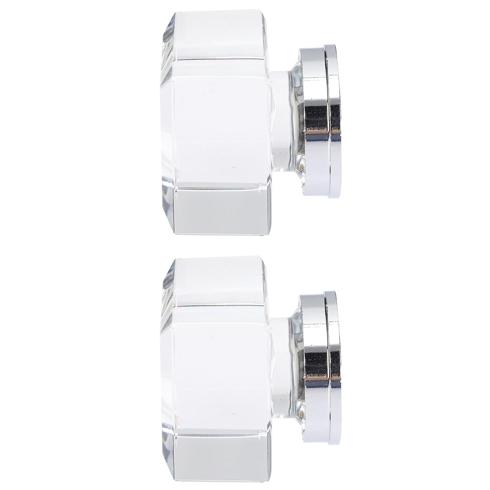 2pcs Clear Square Crystal Drawer Knobs Crystal Square Dresser Knobs Cabinet Handles