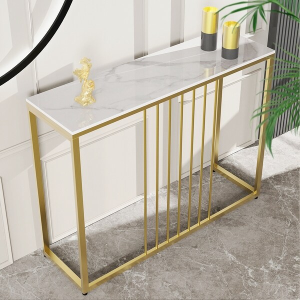 Luxury Marble Entryway Entry Gold Frame Console Table