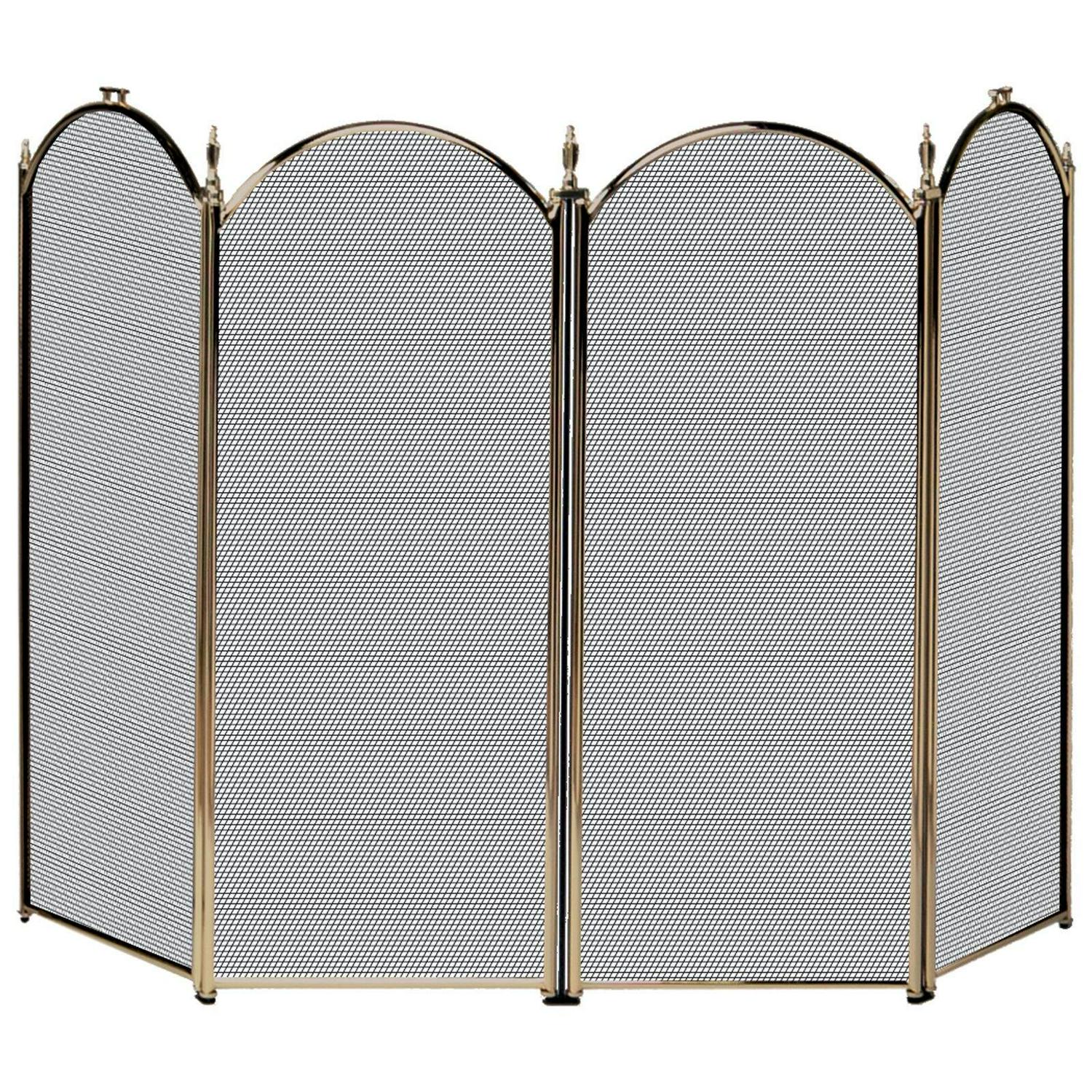 Uniflame 4 Panel Triple-Plated Folding Fireplace Screen