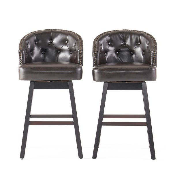 Ogden Contemporary Tufted Swivel Barstools with Nailhead Trim (Set of 2) by Christopher Knight Home