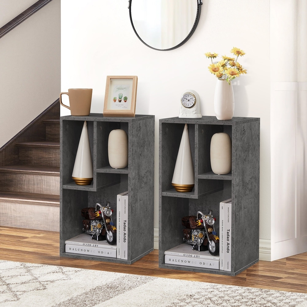 Bookshelves and Bookcases Set of 2  Floor Standing 3 Tier Display Storage Shelves  Small Bookcase for Home Office  Living Room