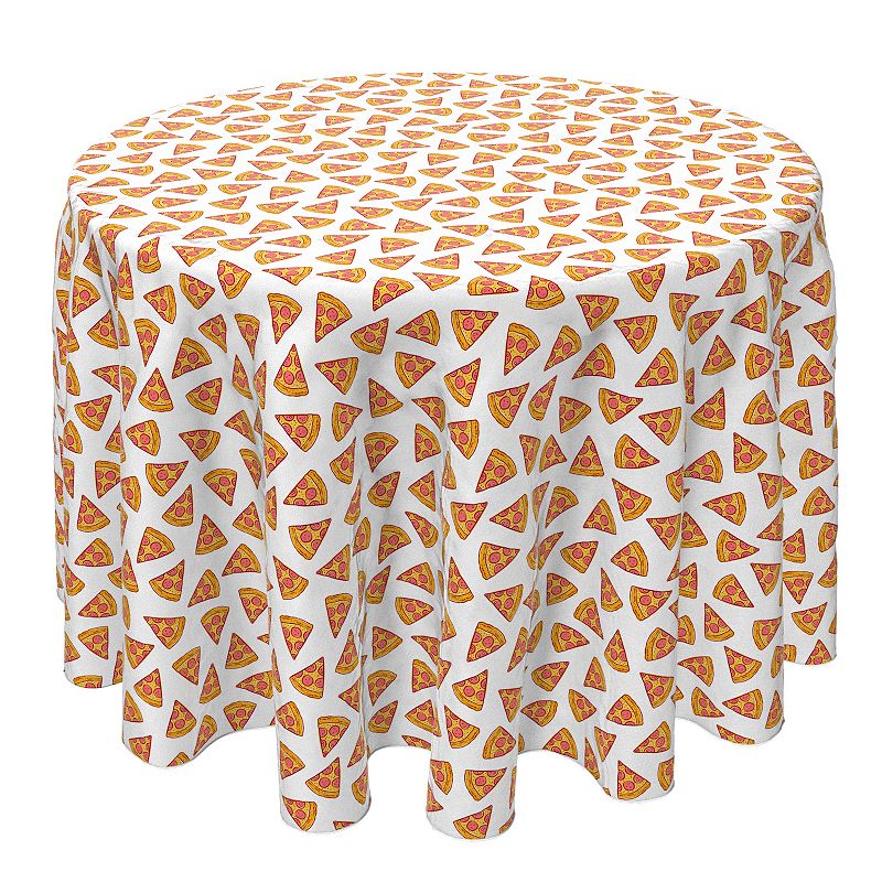 Round Tablecloth， 100% Cotton， 60 Round， Pizza Party