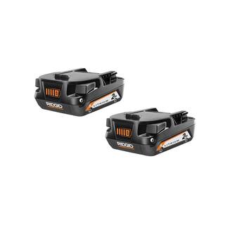 RIDGID 18V Dual Port Simultaneous Charger with 18V 2.0 Ah Compact Lithium-Ion Battery (2-Pack) AC86095-AC8400802P