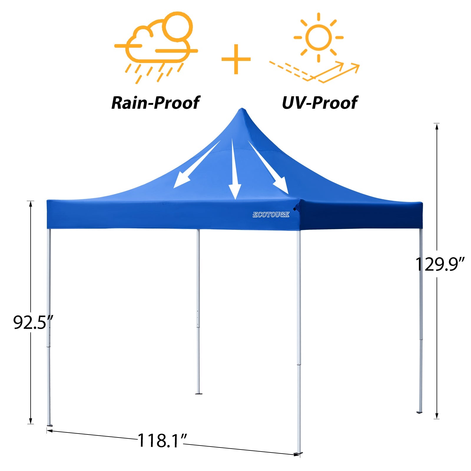 10 x 10 Pop Up Tent Canopy with Wheeled Roller Bag, Fold Instant Patio Canopy, Anti-UV Canopy Tent（Blue)