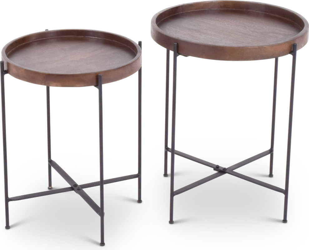 Capri 2 Piece Round Accent Tables Set   Industrial   Side Tables And End Tables   by HedgeApple  Houzz