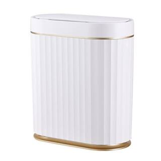 Dracelo 2 Gal. Golden Bathroom Waterproof Slim Plastic Intelligent Trash Can with Lid B09N35Y2KK