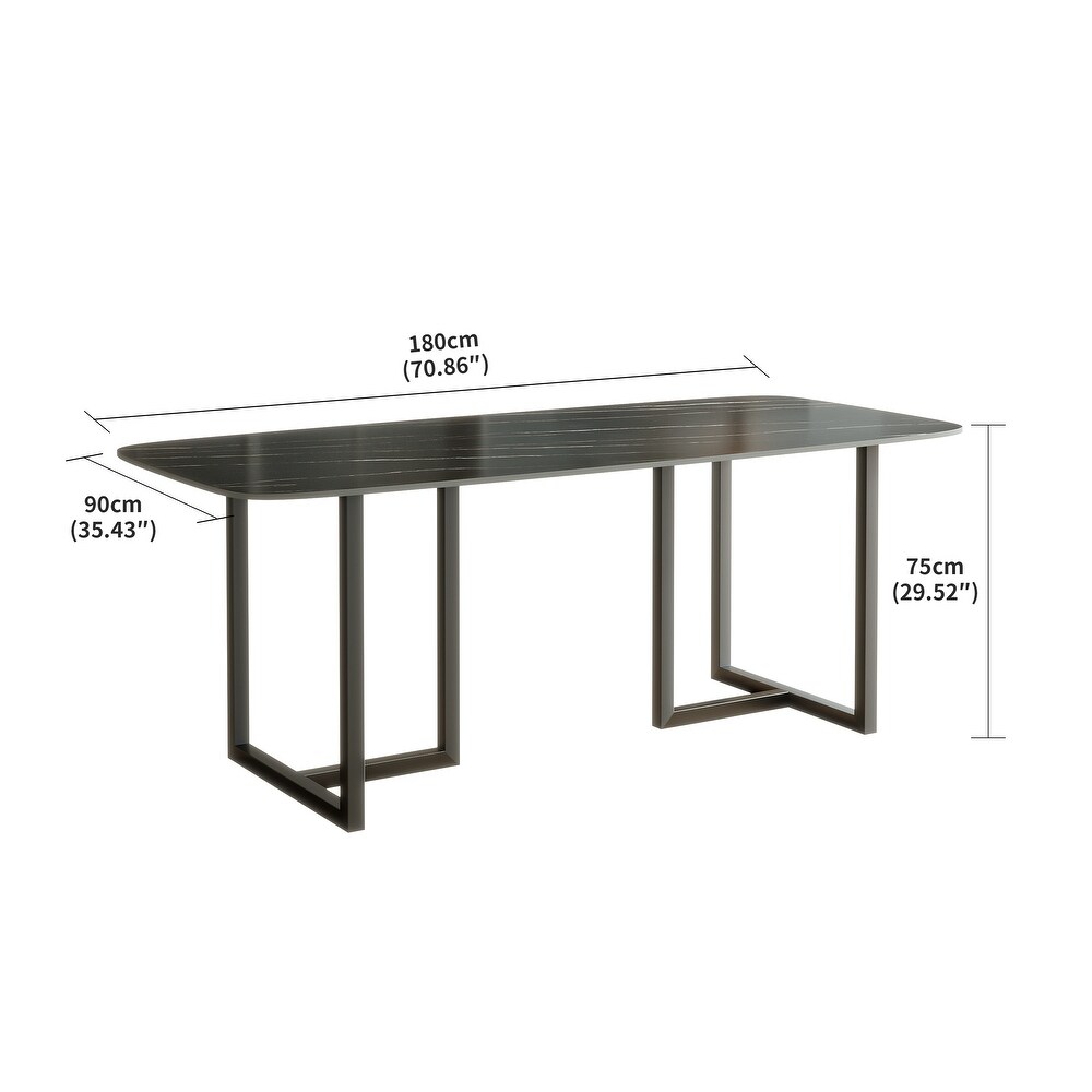 Carbon Steel Dining Table with Stone Surface