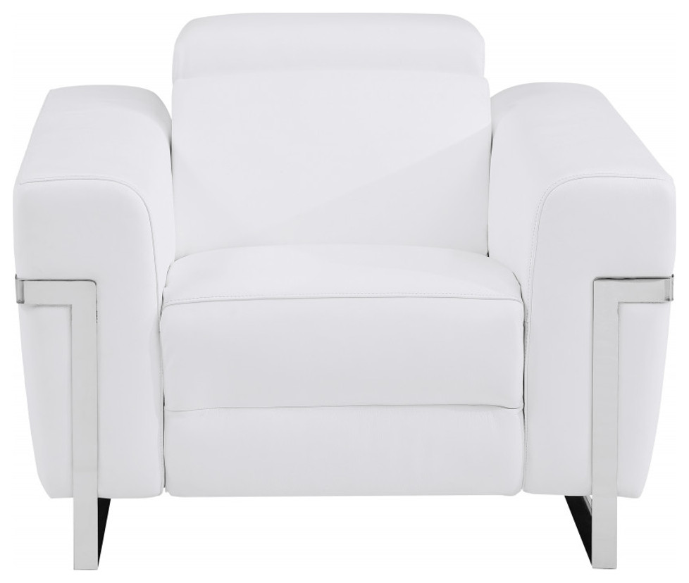 41 quotWhite Italian Leather Power Recliner Chair   Recliner Chairs   by HomeRoots  Houzz