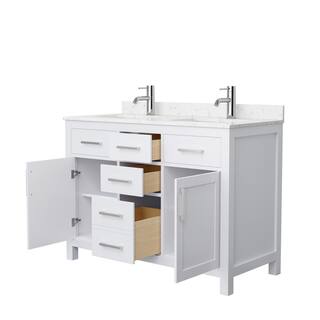 Wyndham Collection Beckett 48 in. W x 22 in. D x 35 in. H Double Sink Bathroom Vanity in White with Carrara Cultured Marble Top WCG242448DWHCCUNSMXX