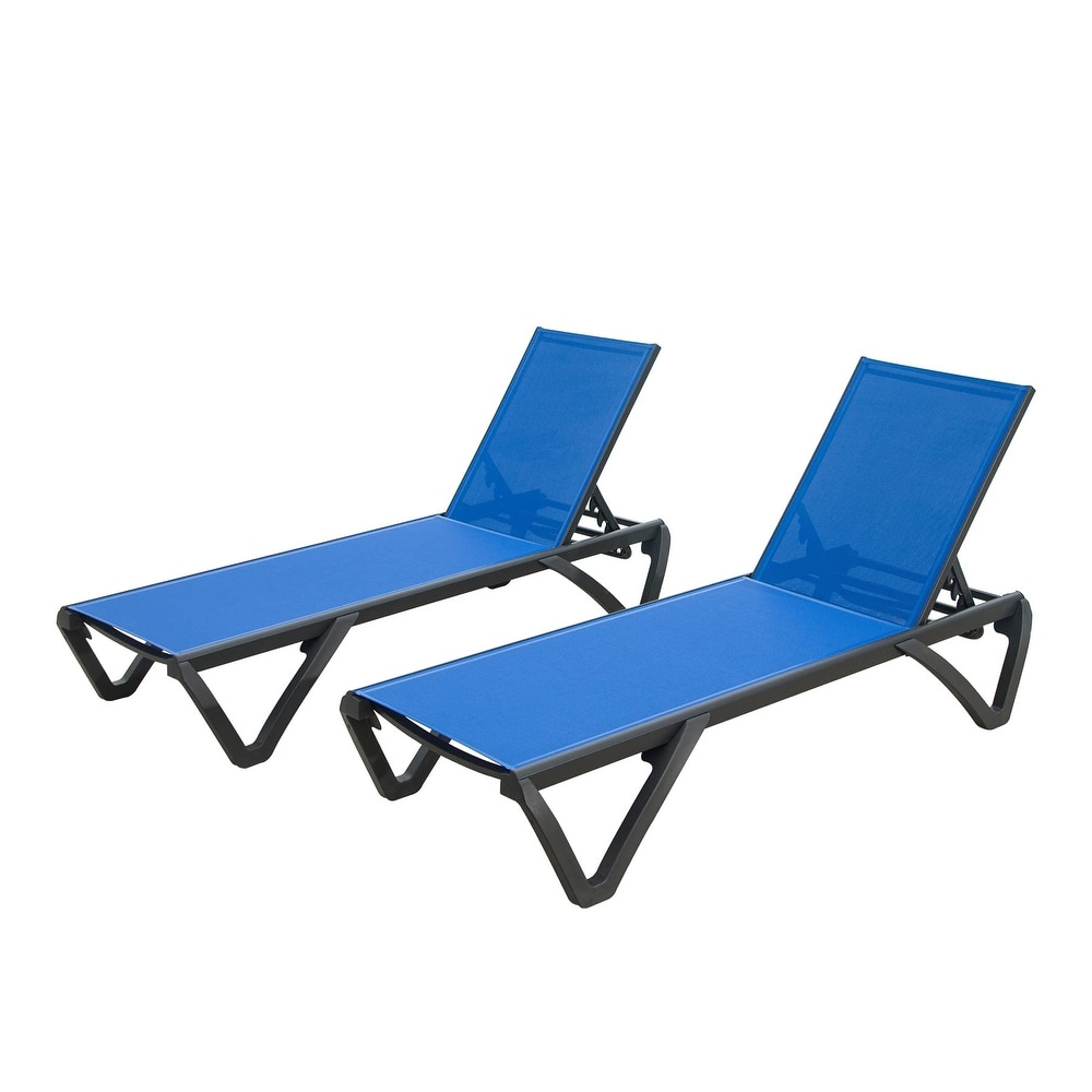 Patio Chaise Lounge Outdoor Aluminum Polypropylene Chair Set of 2