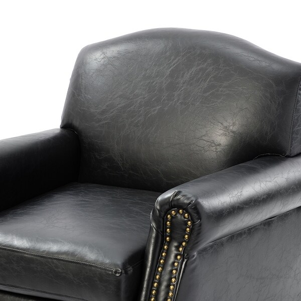 Giampiero Transitional Faux Leather Arm Chair with Nailhead Trim by HULALA HOME