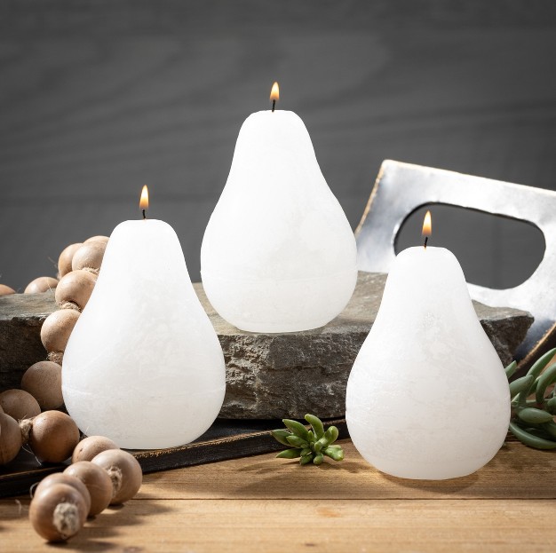 White Timber Pear Candles Set Of 3