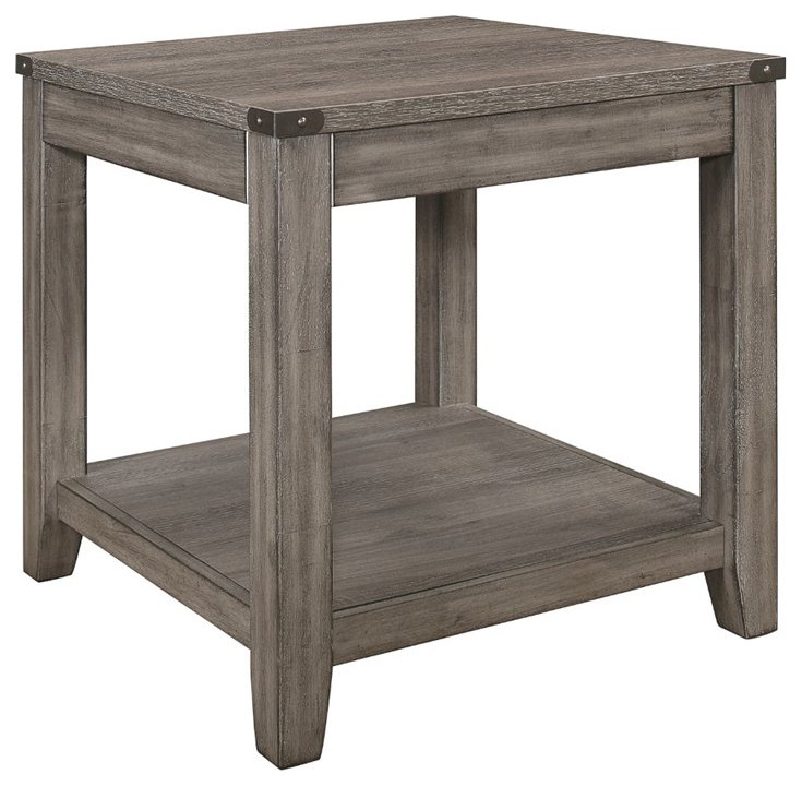 Lexicon Woodrow Industrial Wood End Table in Gray   Transitional   Side Tables And End Tables   by Homesquare  Houzz