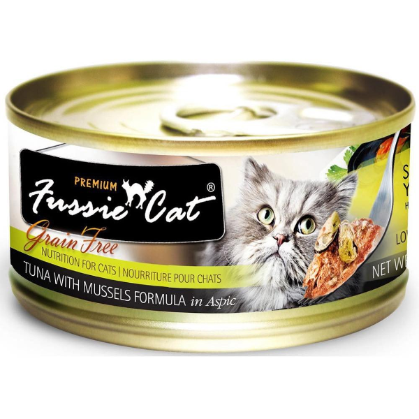 Fussie Cat Premium Tuna with Mussels Formula in Aspic Canned Cat Food，