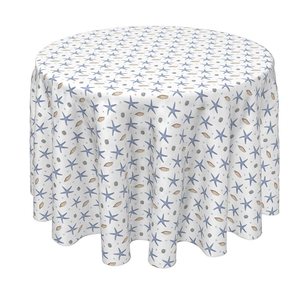 Round Tablecloth， 100% Polyester， 60 Round， Seashore Decoration