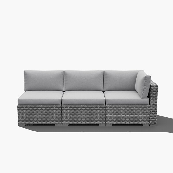 Outdoor 3 pcs Wicker Sectional Corner Sofa and Armless Sofa