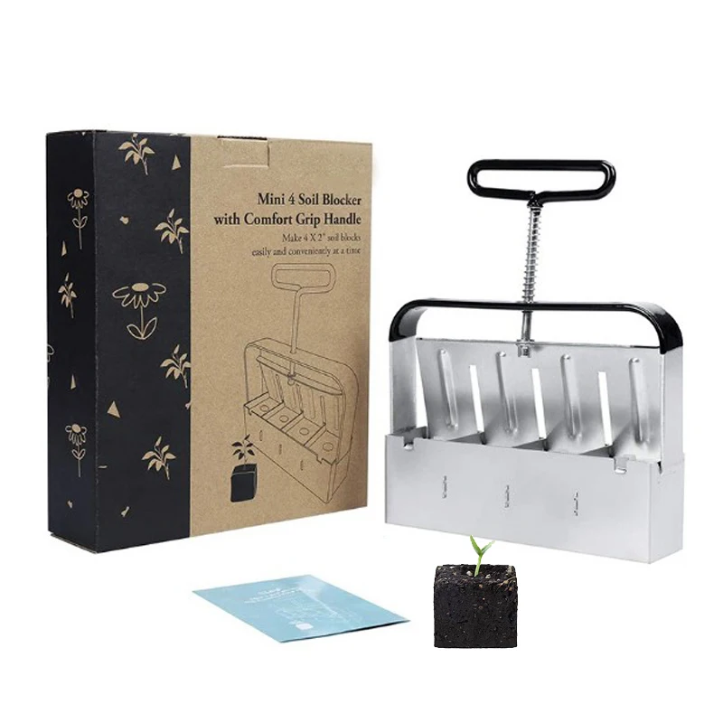 High quality Manual hand mini 4 Soil Blocker Soil Blocker tool for Seedlings Cuttings Greenhouses