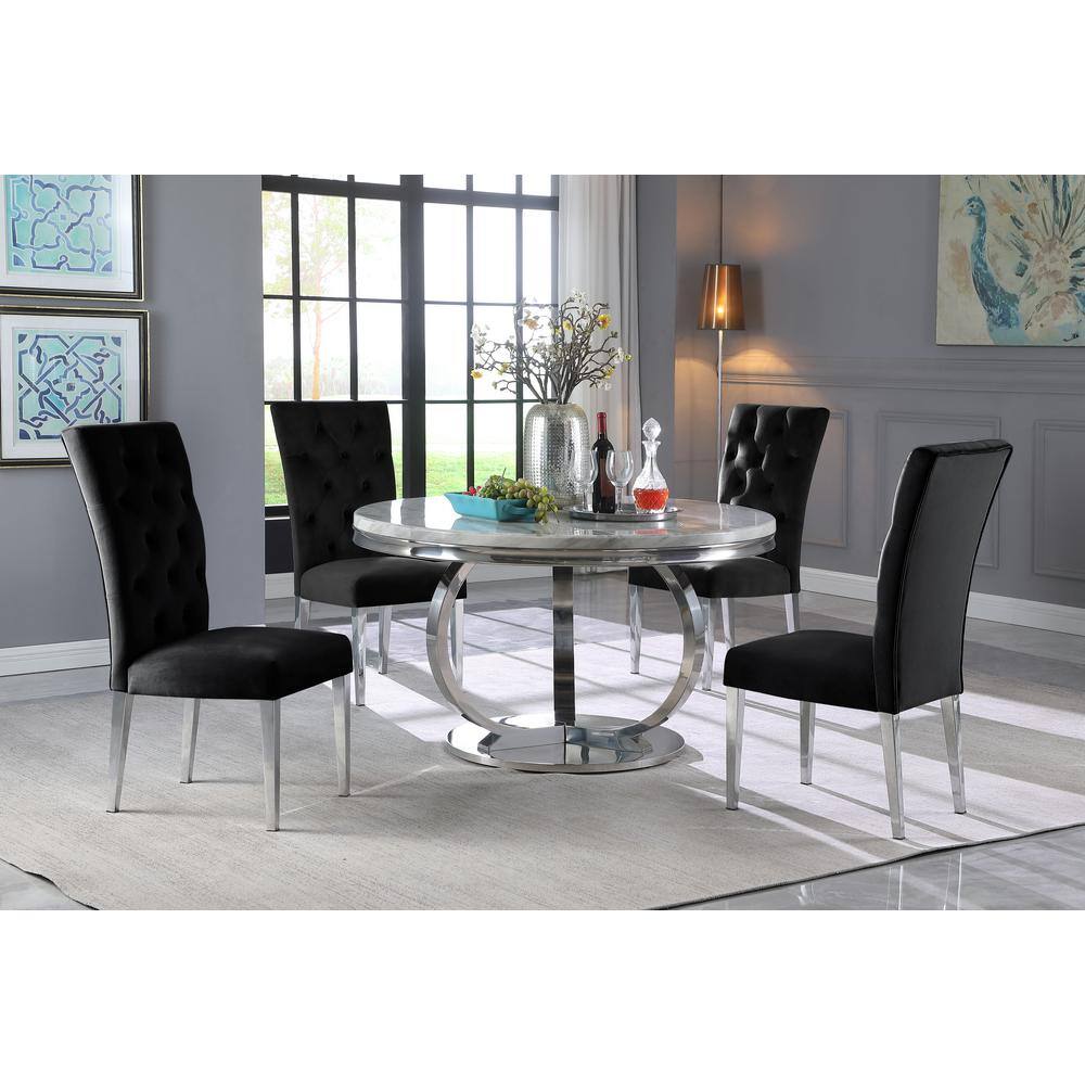 Best Master Furniture Lexington 52 in. L Round White Faux Marble Dining Table (Seats 6) LX02T52