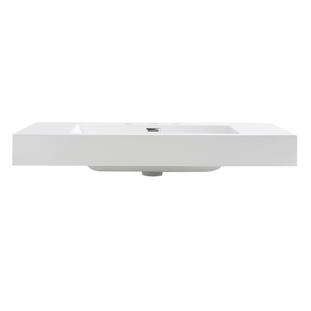 Fresca Vista 36 in. Drop-In Acrylic Bathroom Sink in White with Integrated Bowl FVS8090WH