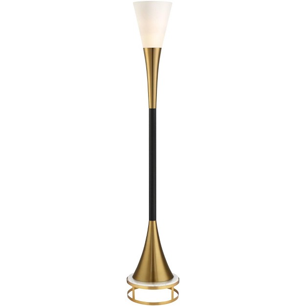 Tall Black Brass Metal White Glass Shade For Living Room Bedroom Office