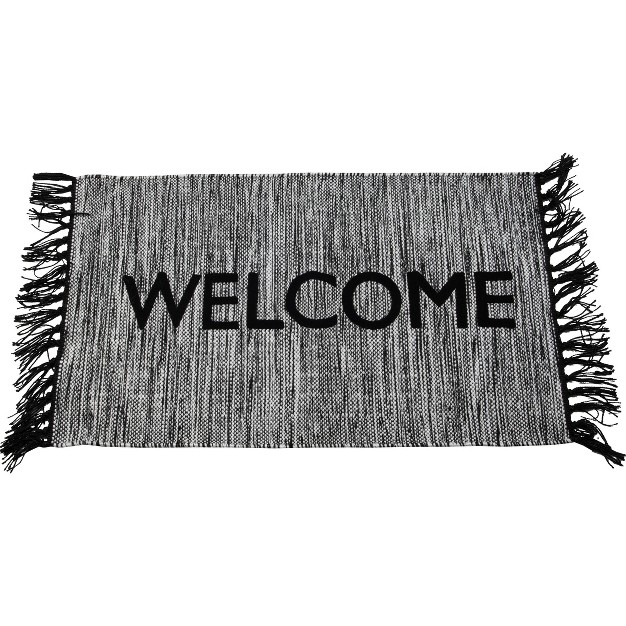 Hand Woven Outdoor Safe Polyester Entry Rug With Hand Tied Fringe Foreside Home amp Garden