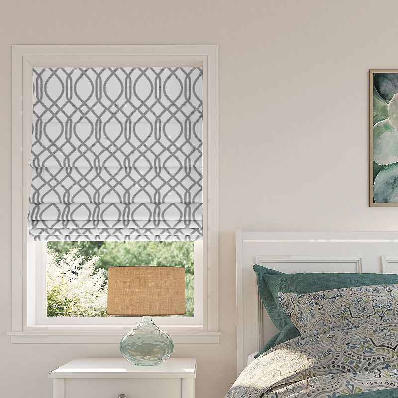 Sun Zero Detour Modern Trellis 100% Blackout Cordless Roman Shade 64 Length