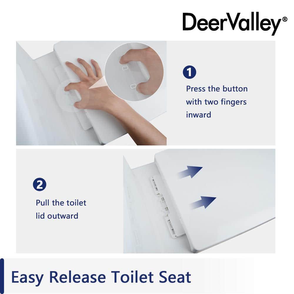 DEERVALLEY DeerValley Liberty 12 in Rough in Size 1Piece 08128 GPF Dual Flush Elongated Toilet in White Seat Included