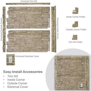 Ekena Millwork 48-58 in. x 24-34 in. Cascade Stacked Stone StoneWall Faux Stone Siding Panel PNU24X48CASR