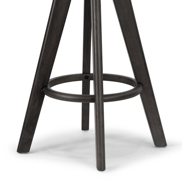 Set of 2 Asta Black Rubberwood Barstool with Low Back Fabric Seat