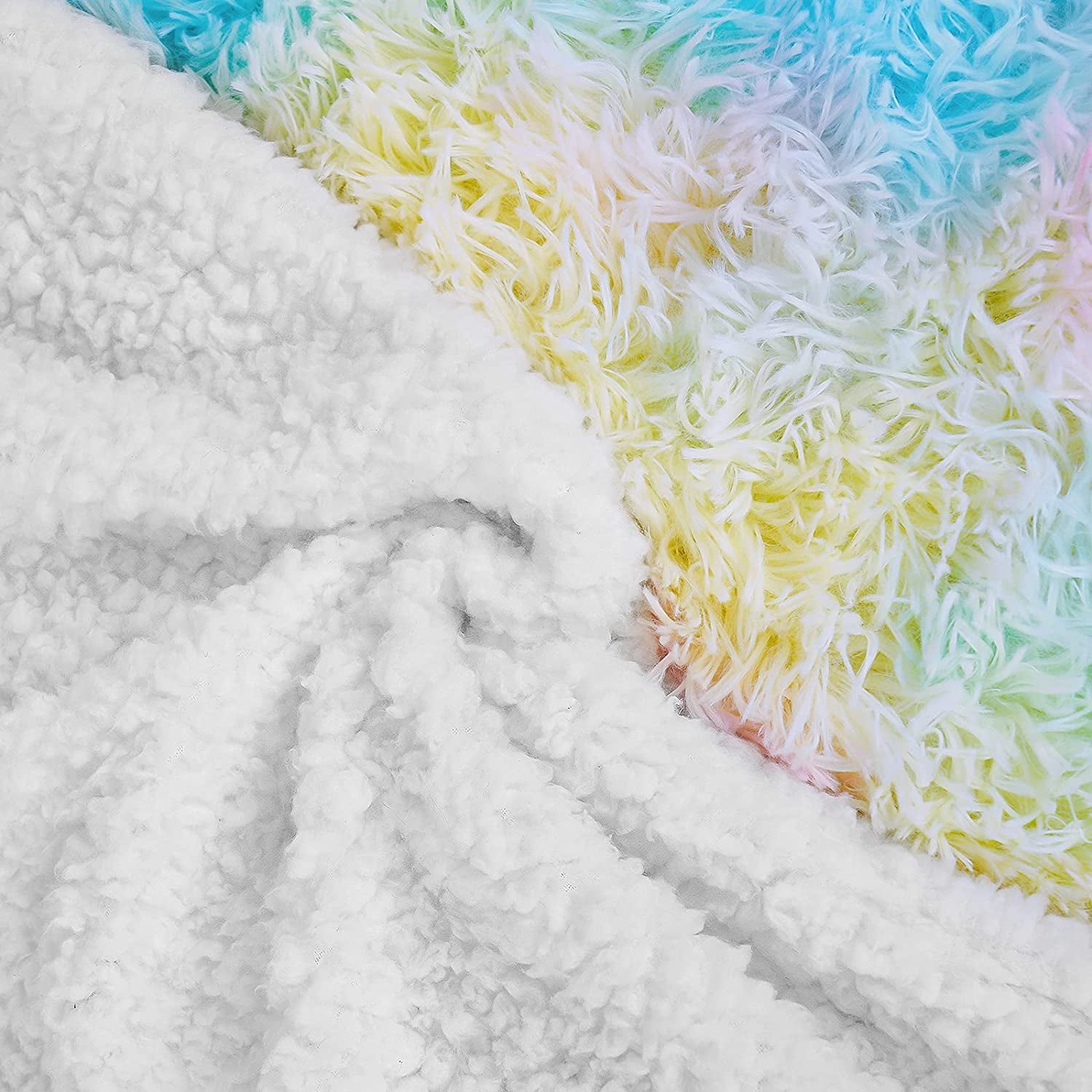 Lochas Plush Fluffy Soft Rainbow Blanket for Couch Bed Sofa Kids Warm Sherpa Colorful Blankets， 50