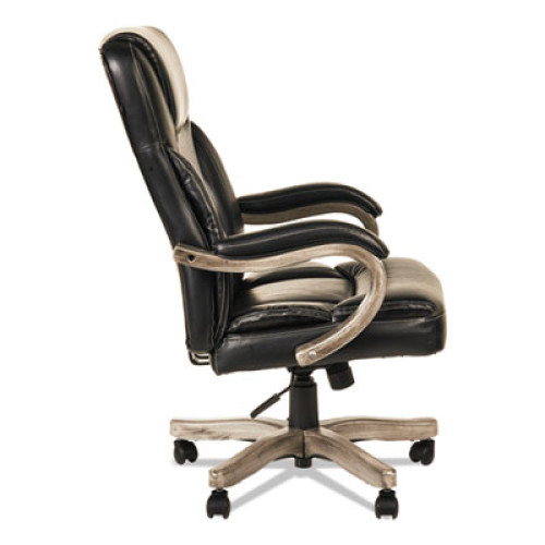 Alera Transitional Series Executive Wood Chair， Supports up to 275 lbs.， Black Seat/Black Back， Gray Ash Base (TS4119G)