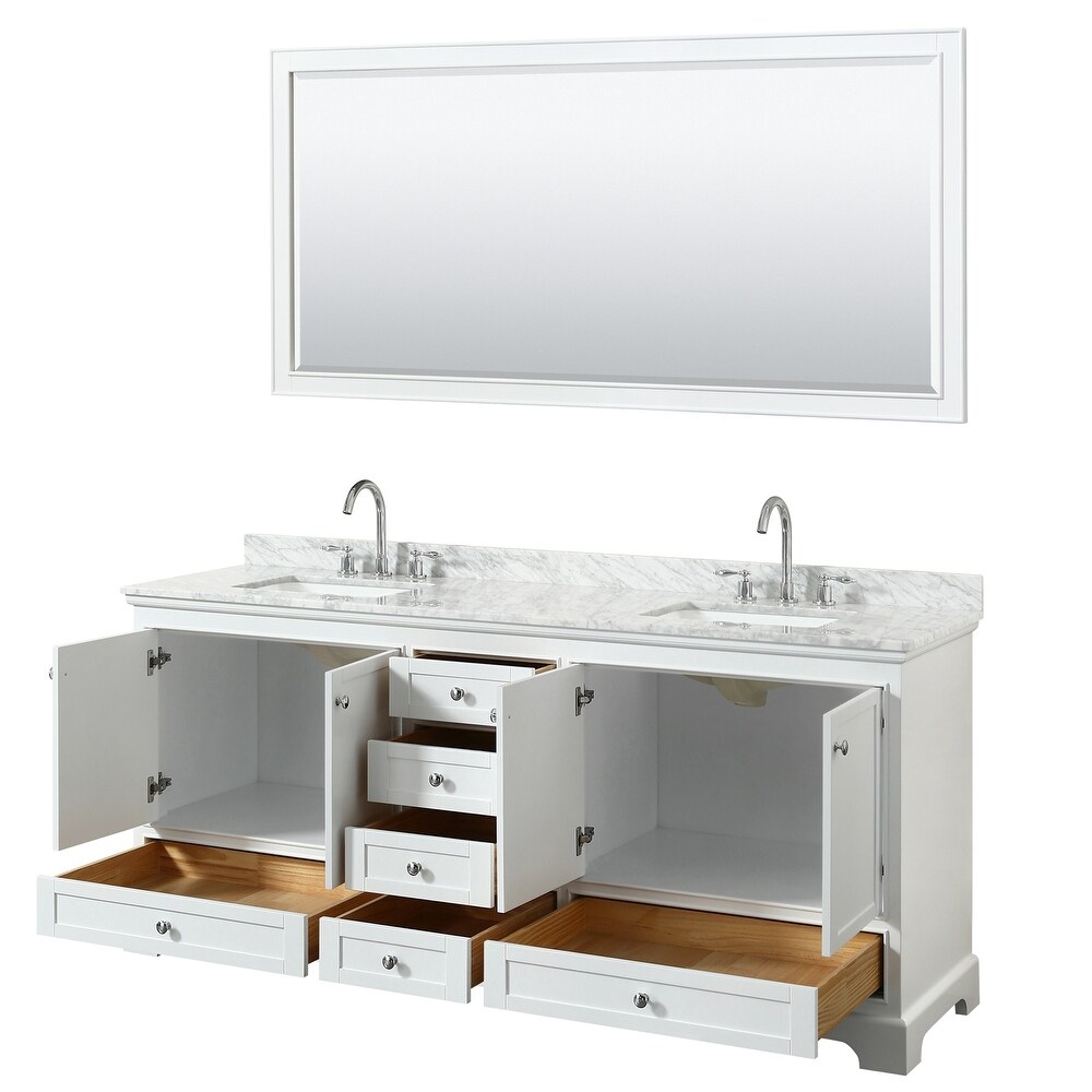 Deborah 80 inch Double Vanity  Square Sinks  70 inch Mirror