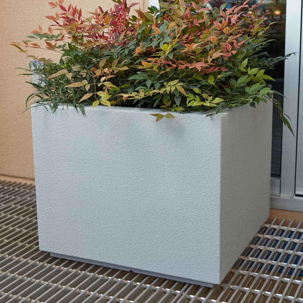 PolyStone Planters Monterrey Square 23 in. x 23 in. Black Composite Window Boxes and Troughs 3004